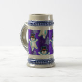 Cute Dancing Snowman Blue Kerstmis Bierpul (Voorkant links)