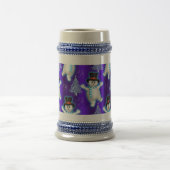 Cute Dancing Snowman Blue Kerstmis Bierpul (Center)