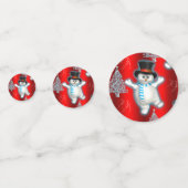 Cute Dancing Snowman Red Kerstmis Confetti (Achterkanten)