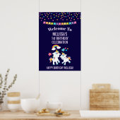 Cute Dancing Unicorns Magical Rainbow Birthday Poster (Keuken)