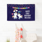 Cute Dancing Unicorns Magical Rainbow Birthday Spandoek (Insitu)