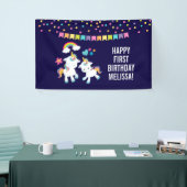 Cute Dancing Unicorns Magical Rainbow Birthday Spandoek (Beurs)