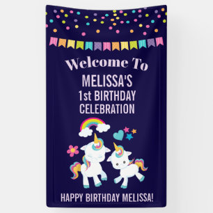 Cute Dancing Unicorns Magical Rainbow Birthday Spandoek