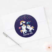 Cute Dancing Unicorns Magical Rainbow Dank u Ronde Sticker (Envelop)