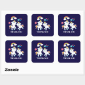 Cute Dancing Unicorns Magical Rainbow Dank u Vierkante Sticker (Vel)