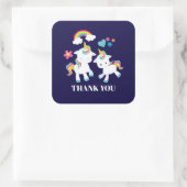Cute Dancing Unicorns Magical Rainbow Dank u Vierkante Sticker (Tas)