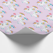 Cute Dancing Unicorns Magical Rainbow Pattern Cadeaupapier (Hoek)