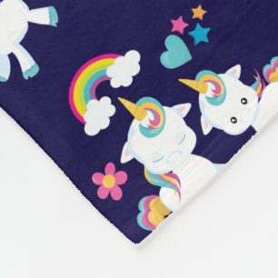Cute Dancing Unicorns Magical Rainbow & Stars Fleece Deken