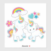 Cute Dancing Unicorns Magical Rainbow & Stars Sticker (Vel)
