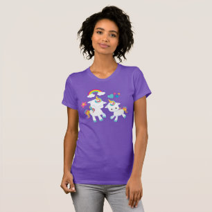 Cute Dancing Unicorns Magical Rainbow & Stars T-shirt