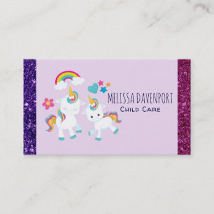 Cute Dancing Unicorns Magical Rainbow & Stars Visitekaartje