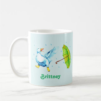 Cute DansBlue Duck met Polka-Dot Umbrella Koffiemok
