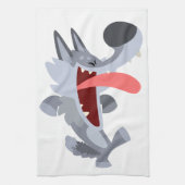 Cute DansCartoon Wolf Kitchen Towel Theedoek (Verticaal)