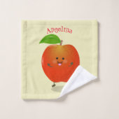 Cute dansend apple cartoon illustratie bad handdoek (Wasdoekje)