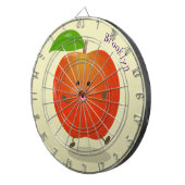 Cute dansend apple cartoon illustratie dartbord (Voorkant Rechts)