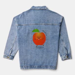 Cute dansend apple cartoon illustratie denim jacket