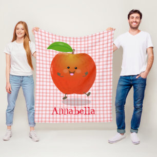 Cute dansend apple cartoon illustratie fleece deken