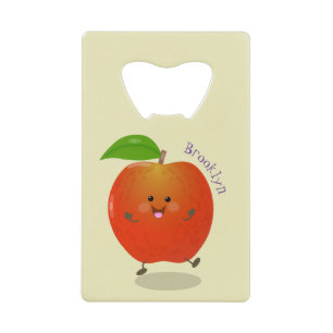 Cute dansend apple cartoon illustratie kredietkaart flessenopener