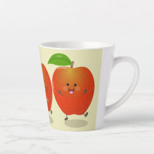 Cute dansend apple cartoon illustratie latte mok