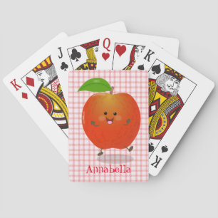 Cute dansend apple cartoon illustratie pokerkaarten