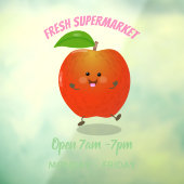 Cute dansend apple cartoon illustratie raamsticker (Vel 3)