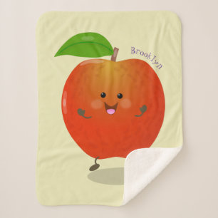 Cute dansend apple cartoon illustratie sherpa deken