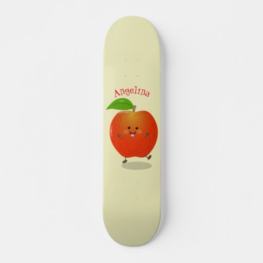 Cute dansend apple cartoon illustratie skateboard (Voorkant)
