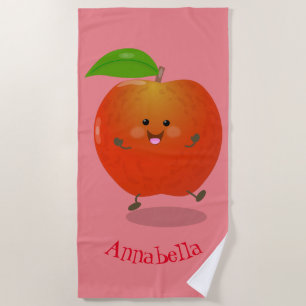 Cute dansend apple cartoon illustratie strandlaken