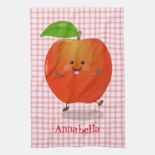 Cute dansend apple cartoon illustratie theedoek