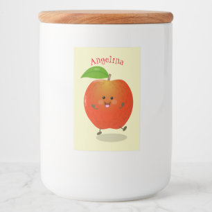 Cute dansend apple cartoon illustratie voedselcontainer etiket