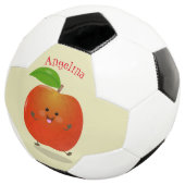 Cute dansend apple cartoon illustratie voetbal (Drie kwart)
