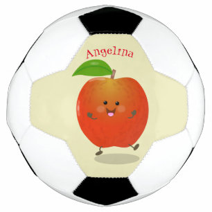 Cute dansend apple cartoon illustratie voetbal