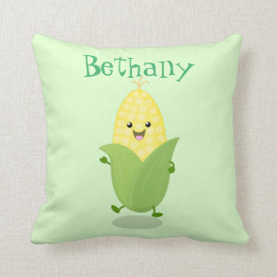 Cute dansend kawaii corn cob cartoon illustratie kussen
