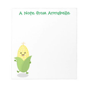 Cute dansend kawaii corn cob cartoon illustratie notitieblok