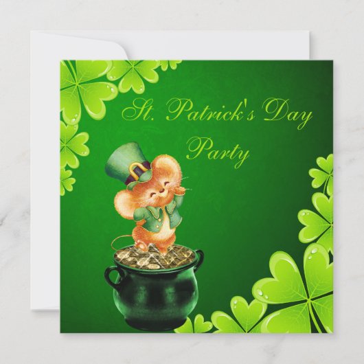 Cute Dansende Mouse St. Patrick's Day Party Kaart (Voorkant)