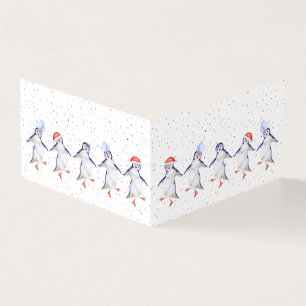 Cute Dansende Penguins Kerstmis Kaart