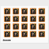 Cute Dansende Skeleton Kinder Halloween Vierkante Sticker (Vel)