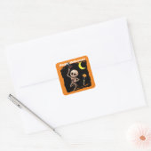 Cute Dansende Skeleton Kinder Halloween Vierkante Sticker (Envelop)
