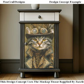 Cute Dapper Steampunk Tabby Cat ET7R Decoupage  Tissuepapier