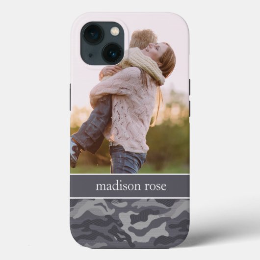 Cute Dark Gray Camo Persoonlijke foto Case-Mate iPhone Case (Achterkant)