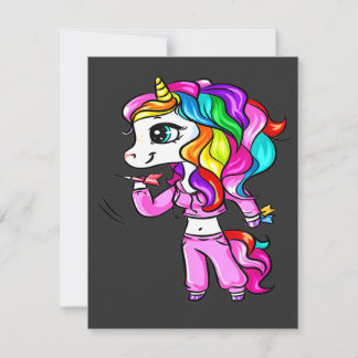 Cute Darts Player Unicorn Girl Funny Darts Women Kaart