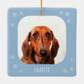 Cute Daschund Fotokerstmis Keramisch Ornament (Achterkant)