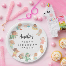 Cute Daycare Vrienden Eerste Verjaardag Feest Favo