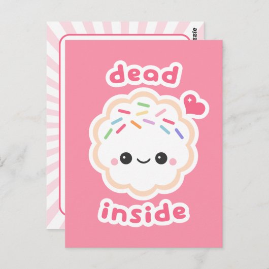 Cute Dead Inside Cookie Briefkaart (Voorkant / Achterkant)