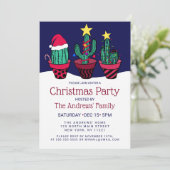 Cute Decorated Cactus Tree Lights Kerstmis Kaart (Staand voorkant)