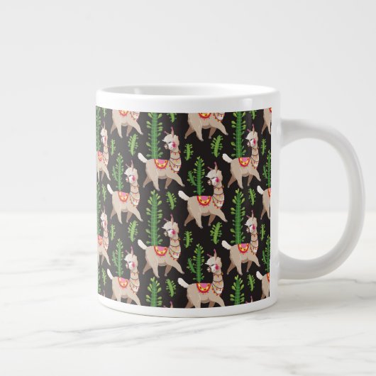Cute Decorated Llamas Pattern Extra Grote Beker (Rechts)