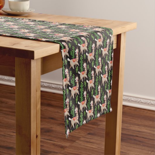 Cute Decorated Llamas Pattern Korte Tafelloper (Voorbeeld)