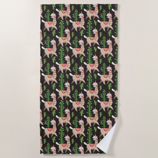 Cute Decorated Llamas Pattern Strandlaken (Voorkant)