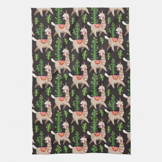 Cute Decorated Llamas Pattern Theedoek (Verticaal)
