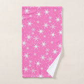 Cute Decorative White Snowflake Hot Pink kerst Bad Handdoek (Handdoek)